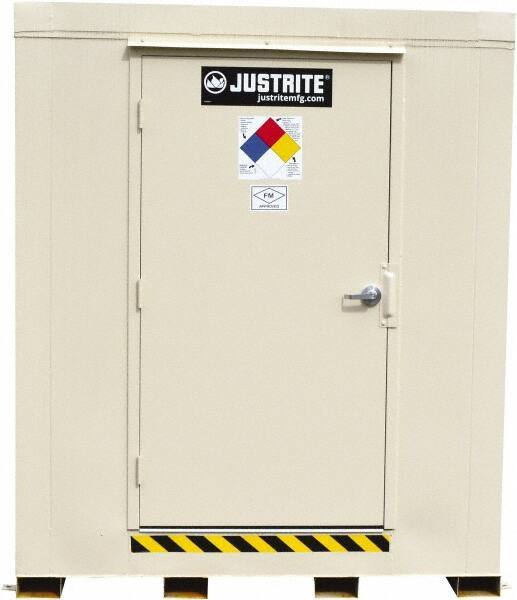 Justrite - 16 Drum, 288 Gal Sump Capacity, Locker - 10' Long x 9-1/2' Wide x 8.08' High, Galvanized Steel - Best Tool & Supply