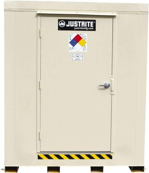 Justrite - 12 Drum, 221 Gal Sump Capacity, Locker - 7.33' Long x 10' Wide x 8.08' High, Galvanized Steel - Best Tool & Supply