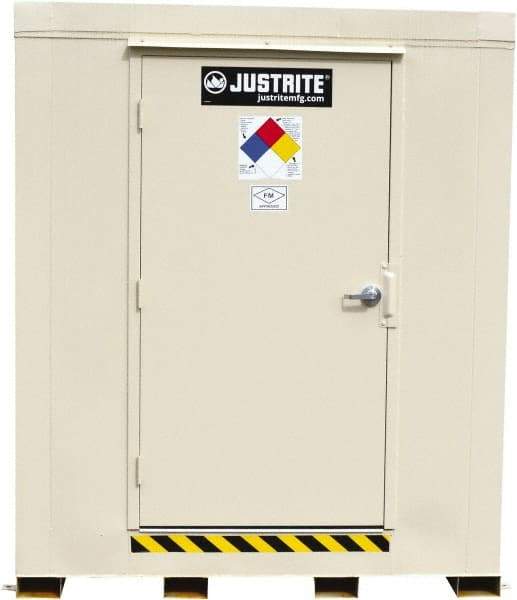 Justrite - 9 Drum, 168 Gal Sump Capacity, Locker - 8' Long x 7-1/2' Wide x 8.08' High, Galvanized Steel - Best Tool & Supply