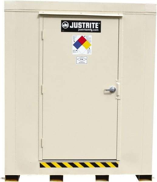 Justrite - 6 Drum, 116 Gal Sump Capacity, Locker - 8' Long x 5-1/2' Wide x 8.08' High, Galvanized Steel - Best Tool & Supply