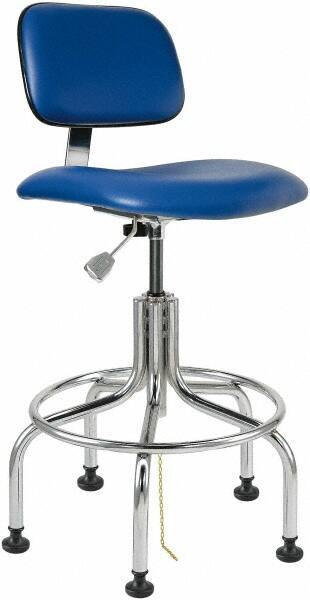 Bevco - 24-1/2 to 29-1/2" High Adjustable Height Swivel Stool - 22" Wide x 22" Deep, Vinyl Seat, Blue - Best Tool & Supply