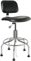 Bevco - 24-1/2 to 29-1/2" High Adjustable Height Swivel Stool - 22" Wide x 22" Deep, Vinyl Seat, Black - Best Tool & Supply