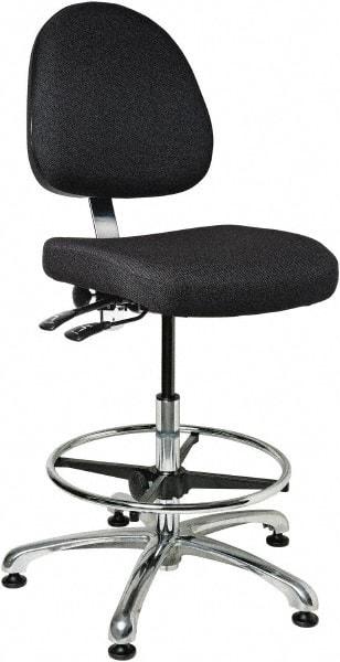 Bevco - 19 to 26-1/2" High Adjustable Height Swivel Stool - 27" Wide x 27" Deep, 100% Olefin Seat, Ebony - Best Tool & Supply