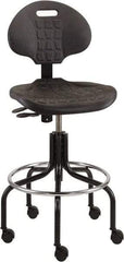 Bevco - 25 to 30" High Adjustable Height Swivel Stool - 27" Wide x 22" Deep, Polyurethane Seat, Black - Best Tool & Supply