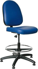 Bevco - 20 to 27-1/2" High Adjustable Height Swivel Stool - 27" Wide x 27" Deep, Vinyl Seat, Blue - Best Tool & Supply