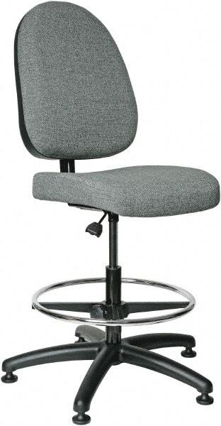 Bevco - 20 to 27-1/2" High Adjustable Height Swivel Stool - 27" Wide x 27" Deep, 100% Olefin Seat, Gray - Best Tool & Supply