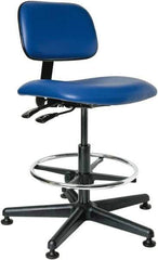 Bevco - 19-1/2 to 27" High Adjustable Height Swivel Stool - 27" Wide x 27" Deep, Vinyl Seat, Blue - Best Tool & Supply