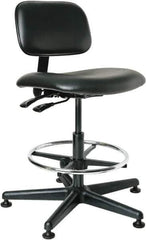 Bevco - 19-1/2 to 27" High Adjustable Height Swivel Stool - 27" Wide x 27" Deep, Vinyl Seat, Black - Best Tool & Supply