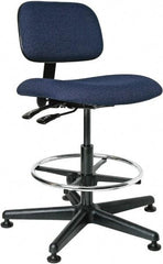 Bevco - 19-1/2 to 27" High Adjustable Height Swivel Stool - 27" Wide x 27" Deep, 100% Olefin Seat, Navy - Best Tool & Supply