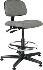 Bevco - 19-1/2 to 27" High Adjustable Height Swivel Stool - 27" Wide x 27" Deep, 100% Olefin Seat, Gray - Best Tool & Supply