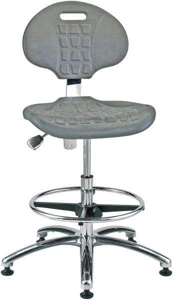 Bevco - 20-1/2 to 30-1/2" High Adjustable Height Swivel Stool - 27" Wide x 27" Deep, Polyurethane Seat, Gray - Best Tool & Supply