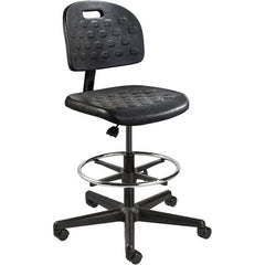 Bevco - 22-1/4 to 32" High Adjustable Height Swivel Stool - 27" Wide x 27" Deep, Polyurethane Seat, Black - Best Tool & Supply