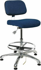 Bevco - 19 to 26-1/2" High Adjustable Height Swivel Stool - 27" Wide x 27" Deep, Conductive Cloth Seat, Navy - Best Tool & Supply