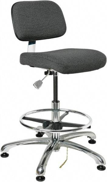 Bevco - 19 to 26-1/2" High Adjustable Height Swivel Stool - 27" Wide x 27" Deep, Conductive Cloth Seat, Gray - Best Tool & Supply