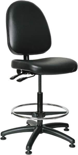 Bevco - 24 to 34" High Adjustable Height Swivel Stool - 27" Wide x 27" Deep, Vinyl Seat, Black - Best Tool & Supply