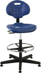 Bevco - 21 to 31" High Adjustable Height Swivel Stool - 27" Wide x 27" Deep, Polyurethane Seat, Blue - Best Tool & Supply