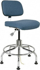 Bevco - 20 to 25" High Adjustable Height Swivel Stool - 27" Wide x 22" Deep, Conductive Cloth Seat, Slate Blue - Best Tool & Supply