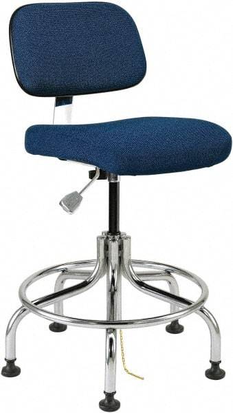 Bevco - 20 to 25" High Adjustable Height Swivel Stool - 27" Wide x 22" Deep, Conductive Cloth Seat, Gray - Best Tool & Supply