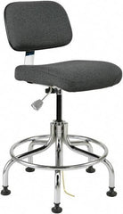 Bevco - 20 to 25" High Adjustable Height Swivel Stool - 27" Wide x 22" Deep, Conductive Cloth Seat, Gray - Best Tool & Supply