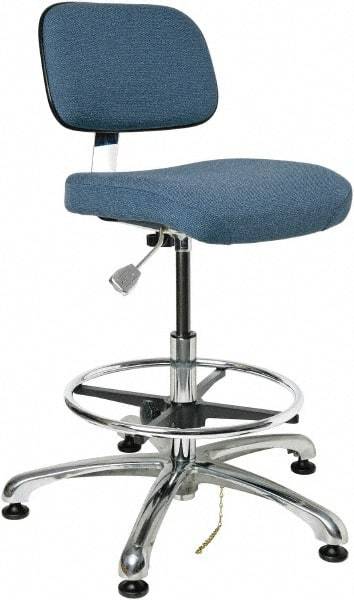 Bevco - 19 to 26-1/2" High Adjustable Height Swivel Stool - 27" Wide x 27" Deep, Conductive Cloth Seat, Slate Blue - Best Tool & Supply