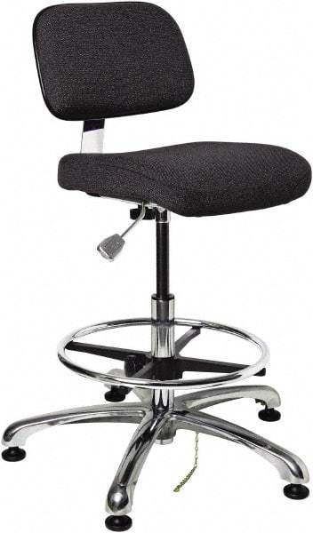 Bevco - 19 to 26-1/2" High Adjustable Height Swivel Stool - 27" Wide x 27" Deep, Conductive Cloth Seat, Ebony - Best Tool & Supply