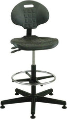 Bevco - 21 to 31" High Adjustable Height Swivel Stool - 27" Wide x 27" Deep, Polyurethane Seat, Black - Best Tool & Supply