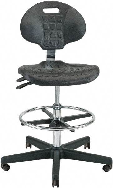 Bevco - 21 to 31" High Adjustable Height Swivel Stool - 27" Wide x 27" Deep, Polyurethane Seat, Black - Best Tool & Supply