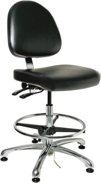 Bevco - 19 to 26-1/2" High Adjustable Height Swivel Stool - 27" Wide x 27" Deep, ESD Vinyl Seat, Black - Best Tool & Supply