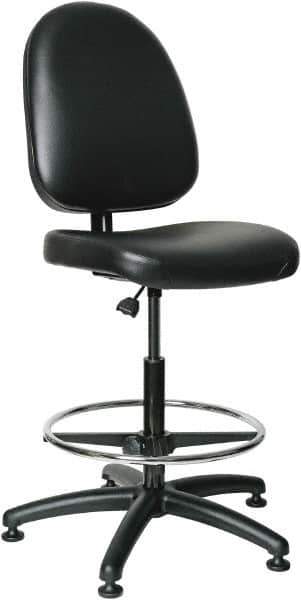 Bevco - 24 to 34" High Adjustable Height Swivel Stool - 27" Wide x 27" Deep, Vinyl Seat, Black - Best Tool & Supply