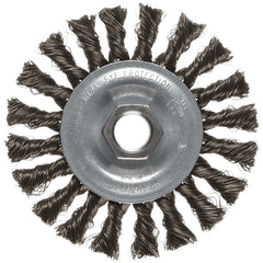 Vortec Pro 4″ Knot Wire Wheel, Standard Twist, .014″ Steel Fill, M10x1.25 Nut, Retail Pack - Best Tool & Supply