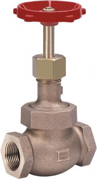 Milwaukee Valve - 1" Pipe, Threaded (NPT) Ends, Bronze Integral Globe Valve - Bronze Disc, Union Bonnet, 600 psi WOG, 300 psi WSP, Class 300 - Best Tool & Supply