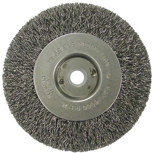 ‎Vortec Pro 4″ Crimped Wire Wheel, .014″ Steel Fill, Narrow Face, 1/2″-3/8″ Arbor Hole, Retail Pack - Best Tool & Supply