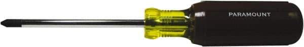 Paramount - #2, 8-1/4" OAL, Standard Phillips Screwdriver - 4" Blade Length, Round Shank, Acetate with Rubber Grip Handle - Best Tool & Supply