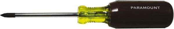 Paramount - #1, Standard Phillips Screwdriver - 3" Blade Length, Round Shank, Acetate with Rubber Grip Handle - Best Tool & Supply