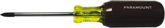 Paramount - #1, Standard Phillips Screwdriver - 3" Blade Length, Round Shank, Acetate with Rubber Grip Handle - Best Tool & Supply