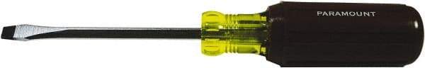 Paramount - 1/4" Blade Width, 8-1/4" OAL Standard Slotted Screwdriver - 4" Blade Length, Square Shank, Acetate with Rubber Grip Handle - Best Tool & Supply