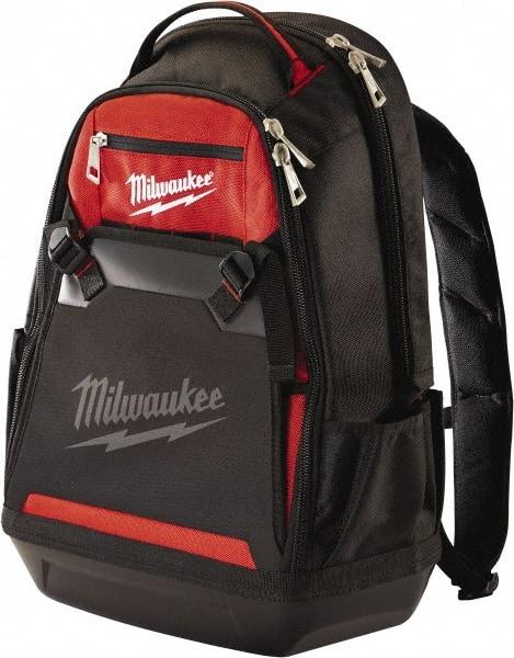 Milwaukee Tool - 35 Pocket Black & Red Ballistic Polyester Backpack Tool Bag - 9" Wide x 24" Deep x 15-13/32" High - Best Tool & Supply