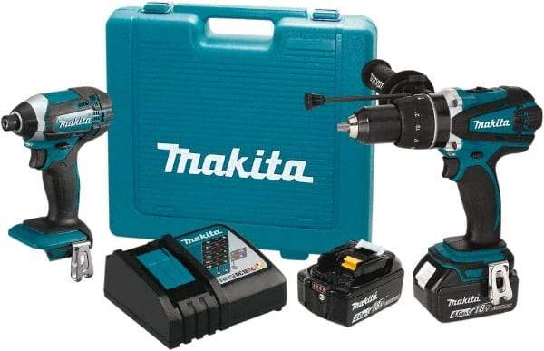 Makita - 18 Volt Cordless Tool Combination Kit - Includes 1/2" Hammer Drill/Driver & Impact Driver, Lithium-Ion Battery Included - Best Tool & Supply