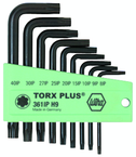 9 Piece - IP8; IP9; IP10; IP15; IP20; IP25; IP27; IP30; IP40 - Black Finish - TorxPlus L-Key Short Arm Set - Best Tool & Supply