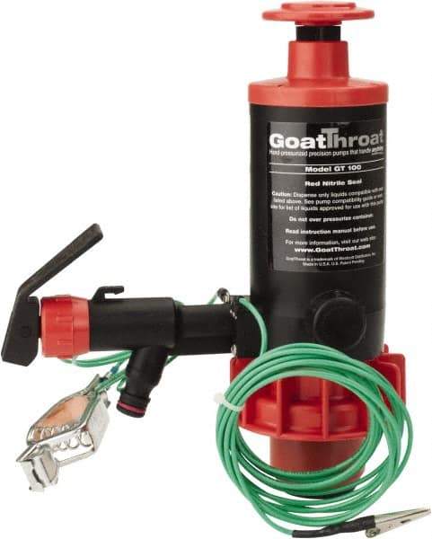 GoatThroat Pumps - 3/8" Outlet, 4 GPM, Polypropylene Hand Operated Transfer Pump - 56" OAL, For up to 55 Gal Drums, For Class I & II Flammable & Combustible Liquids - Best Tool & Supply