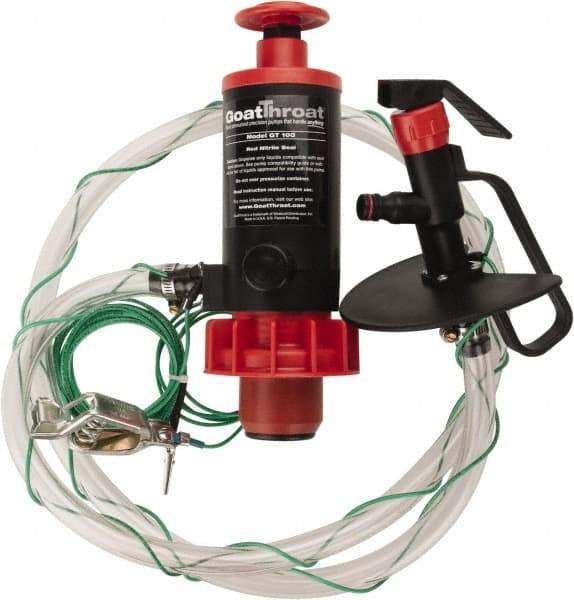 GoatThroat Pumps - 3/8" Outlet, 4 GPM, Polypropylene Hand Operated Transfer Pump - 56" OAL, For up to 55 Gal Drums, For Class I & II Flammable & Combustible Liquids - Best Tool & Supply