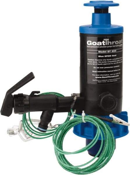 GoatThroat Pumps - 3/8" Outlet, 4 GPM, Polypropylene Hand Operated Transfer Pump - 56" OAL, For up to 55 Gal Drums, For Class I & II Flammable & Combustible Liquids - Best Tool & Supply