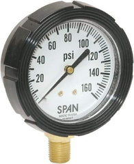 Span - 2-1/2" Dial, 1/4 Thread, 0-30 Scale Range, Pressure Gauge - Lower Connection Mount, Accurate to 1% Full-Scale of Scale - Best Tool & Supply