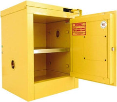 Securall Cabinets - 1 Door, 1 Shelf, Yellow Steel Standard Safety Cabinet for Flammable and Combustible Liquids - 24" High x 17" Wide x 17" Deep, Self Closing Door, 3 Point Key Lock, 4 Gal Capacity - Best Tool & Supply