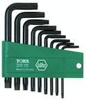 9 Piece - T8s; T9s; T10s; T15s; T20s; T25s; T27s; T30s; T40s - Black Finish Security - Torx Short Arm L-Key Set - Best Tool & Supply