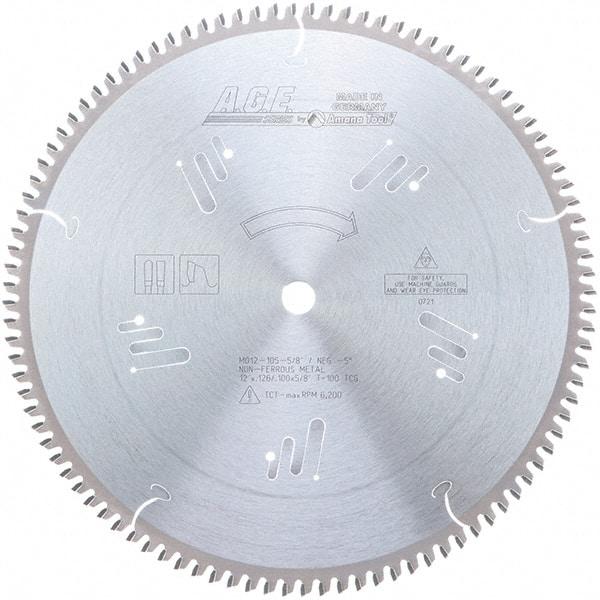 Amana Tool - 12" Diam, 5/8" Arbor Hole Diam, 100 Tooth Wet & Dry Cut Saw Blade - Carbide-Tipped, Clean Action, Standard Round Arbor - Best Tool & Supply