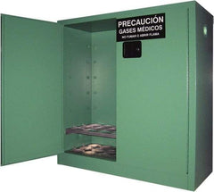 Securall Cabinets - 2 Door, Green Steel Standard Safety Cabinet for Flammable and Combustible Liquids - 44" High x 43" Wide x 18" Deep, Manual Closing Door, 3 Point Key Lock, D, E Cylinder Capacity - Best Tool & Supply