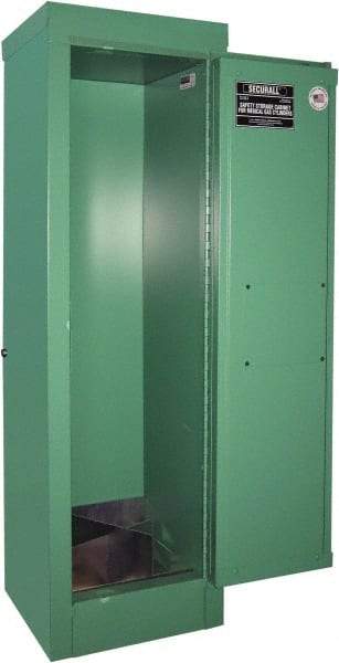 Securall Cabinets - 1 Door, Green Steel Standard Safety Cabinet for Flammable and Combustible Liquids - 44" High x 14" Wide x 13-5/8" Deep, Manual Closing Door, 3 Point Key Lock, D, E Cylinder Capacity - Best Tool & Supply