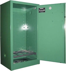 Securall Cabinets - 1 Door, Green Steel Standard Safety Cabinet for Flammable and Combustible Liquids - 65" High x 43" Wide x 34" Deep, Manual Closing Door, 3 Point Key Lock, H Cylinder Capacity - Best Tool & Supply