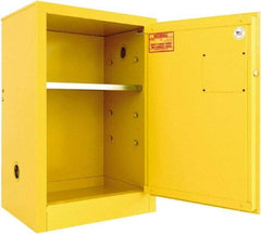 Securall Cabinets - 1 Door, 1 Shelf, Yellow Steel Standard Safety Cabinet for Flammable and Combustible Liquids - 35" High x 24" Wide x 18" Deep, Manual Closing Door, 3 Point Key Lock, 12 Gal Capacity - Best Tool & Supply